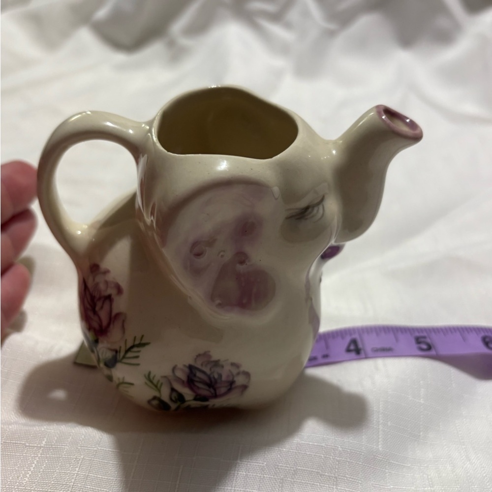 Vintage Floral Elephant Ceramic Pitcher - Picture 8 of 9